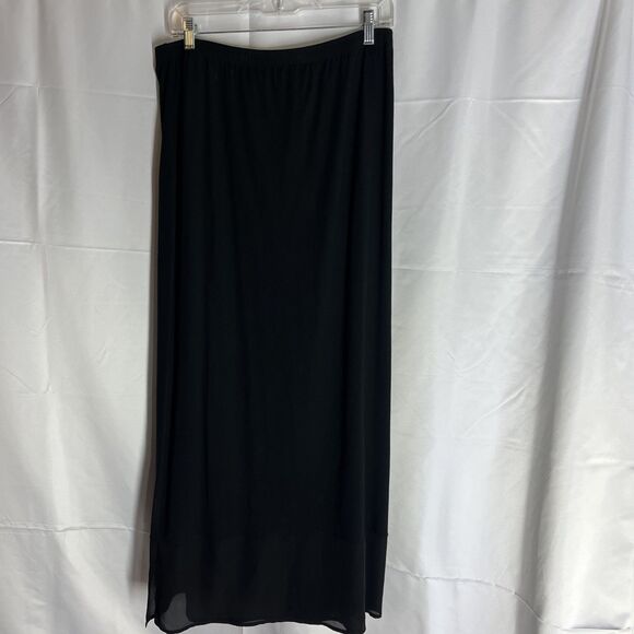 Harari Womans Maxi Skirt Black Extra Large Solid Silk Stretch Long XL MSP $288 - Picture 1 of 8